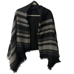 Cozy Striped Scarf Wrap Shawl Soft Comfy Black and Gray